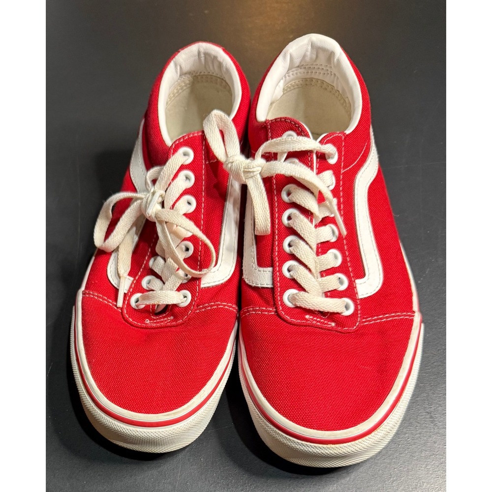 Vans Ward Low Top Sneakers Mens 7.5 Red Canvas Lace Up Skate Shoes - Picture 8 of 14